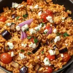 Auberginen-Reispfanne mit Feta
