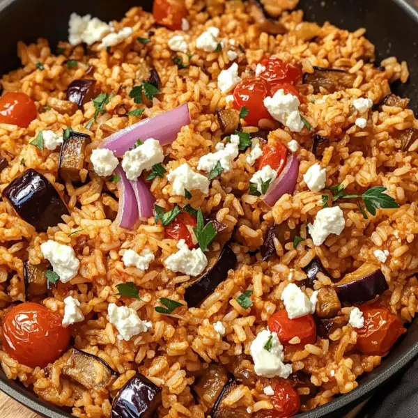 Auberginen-Reispfanne mit Feta