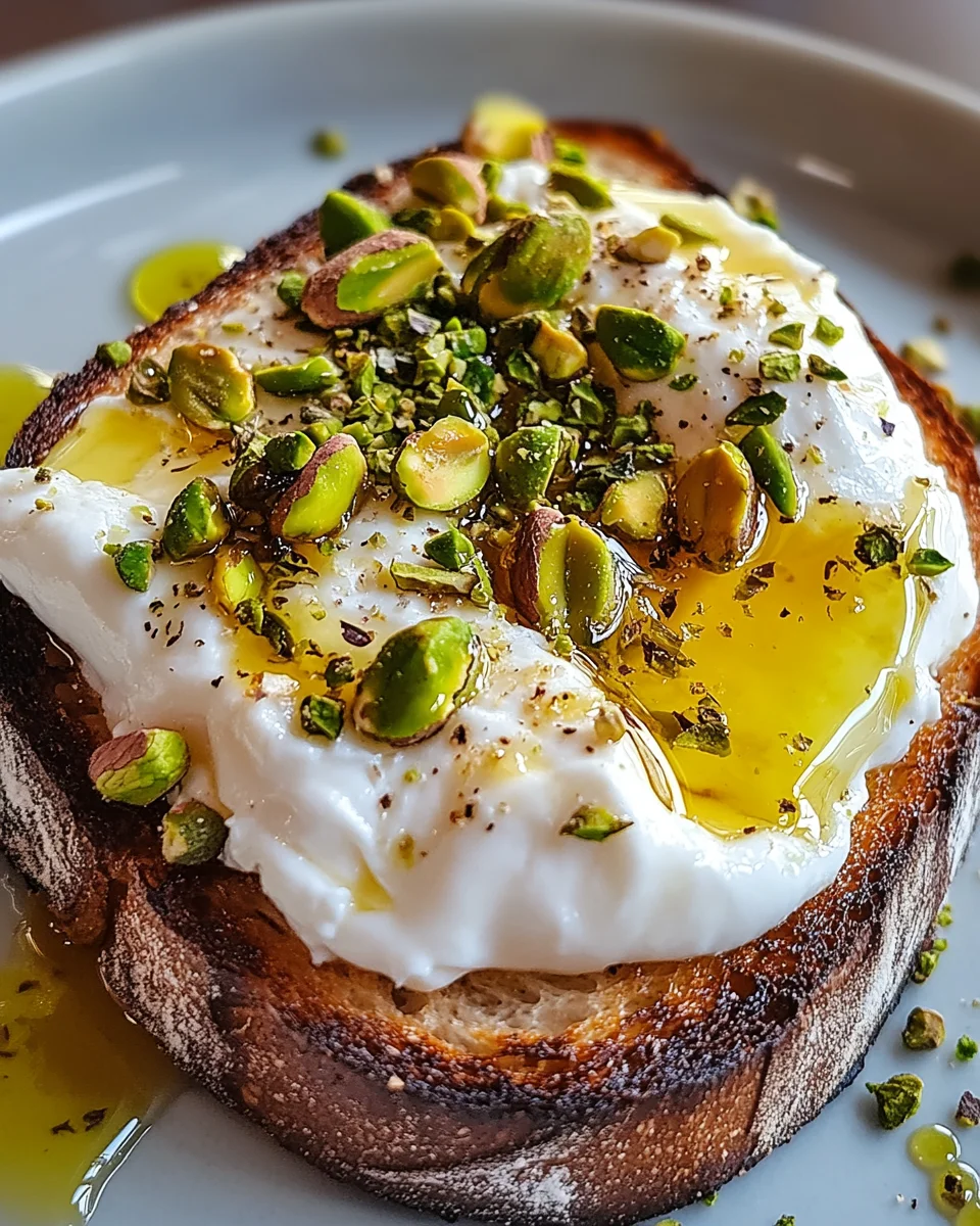 Burrata-Toast mit Pistazien und heißem Honig