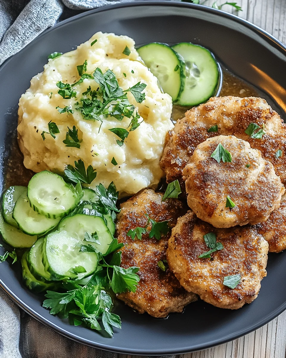 Fleischbällchen mit Gurkensalat und Kartoffelstampf 17 Fleischbällchen