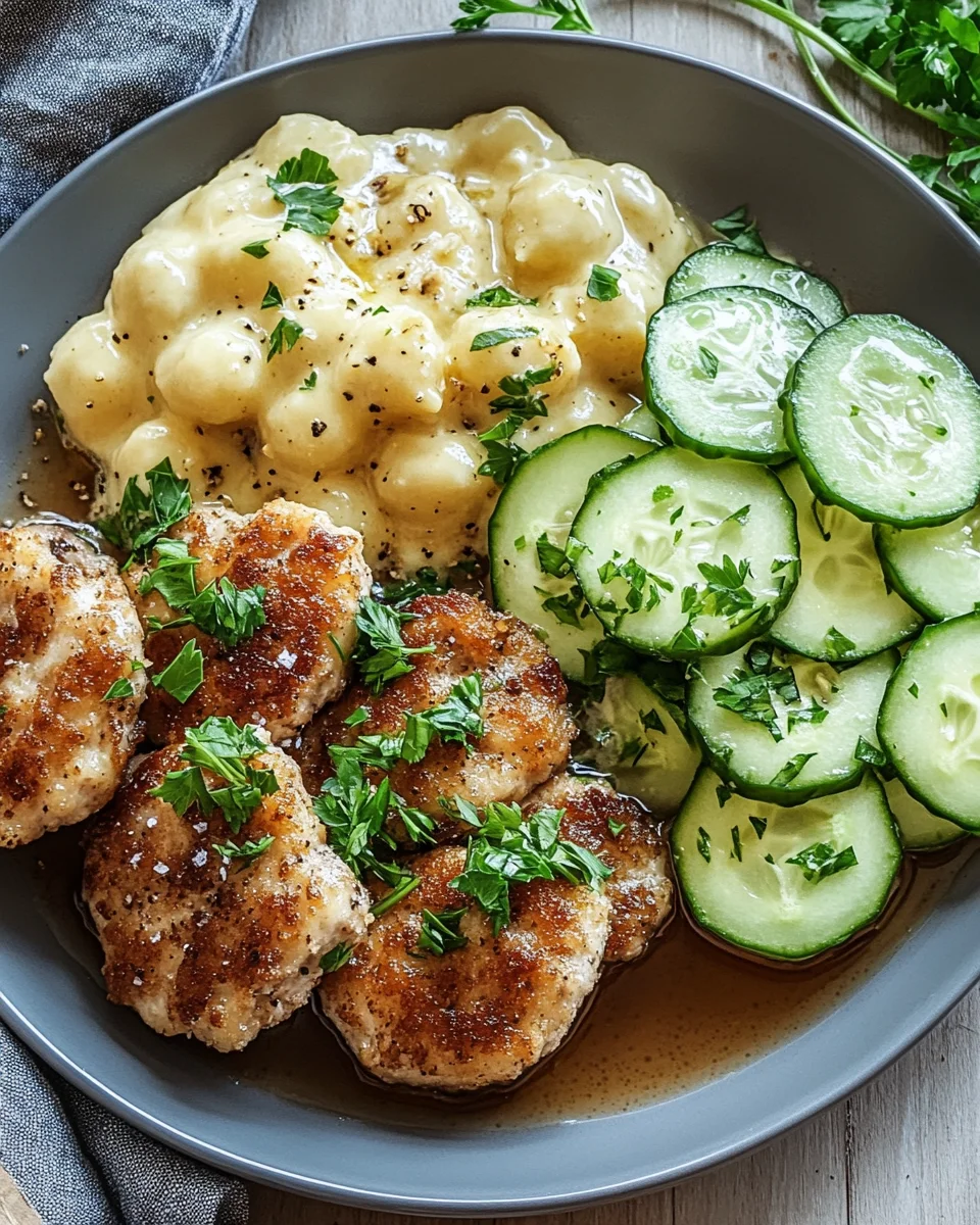 Fleischbällchen mit Gurkensalat und Kartoffelstampf 19 Fleischbällchen mit Gurkensalat und Kartoffelstampf