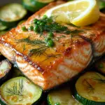 Gebratener Lachs mit Zucchini