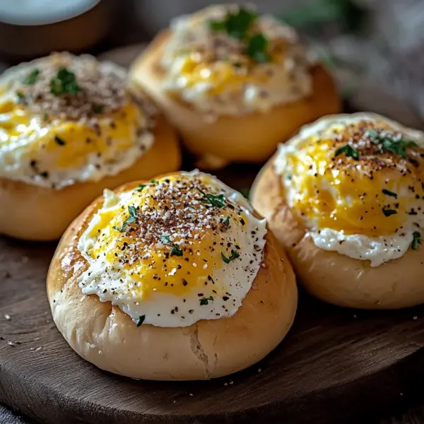 Gefüllte Frühstücksbrötchen mit Ei und Käse – im Ofen gebacken