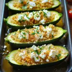 Gef&uuml;llte Zucchinis mit Couscous und Feta