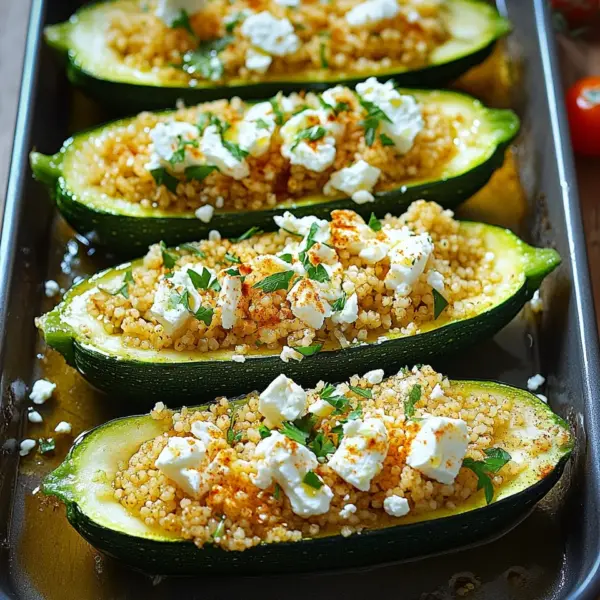 Gefüllte Zucchinis mit Couscous und Feta