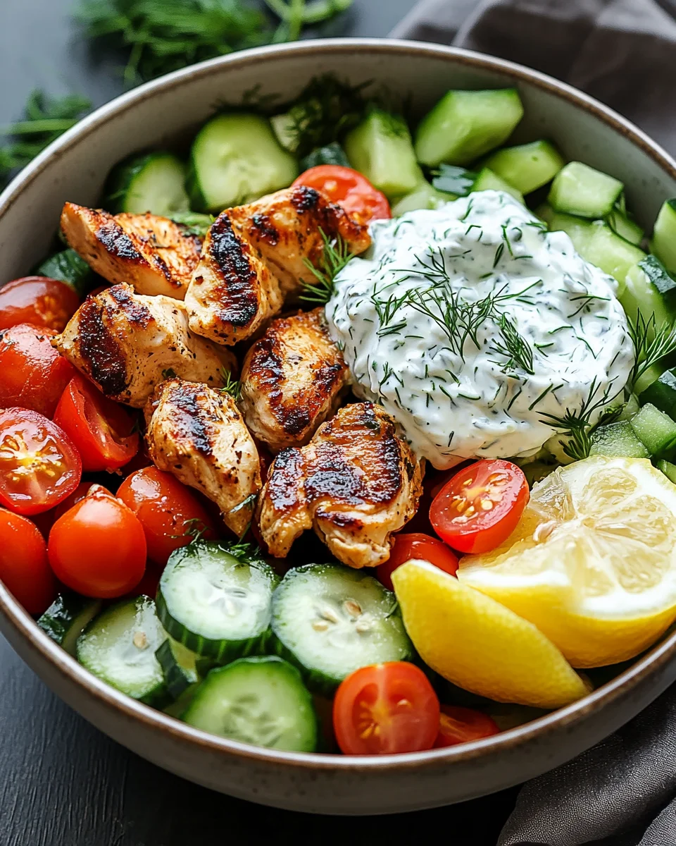 Griechische H&auml;hnchen-Tzatziki-Bowl