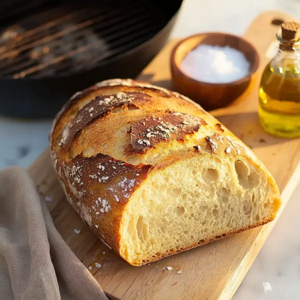 Grillbrot mit Olivenöl und Meersalz