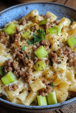 Käse-Lauch Pasta mit Hackfleisch