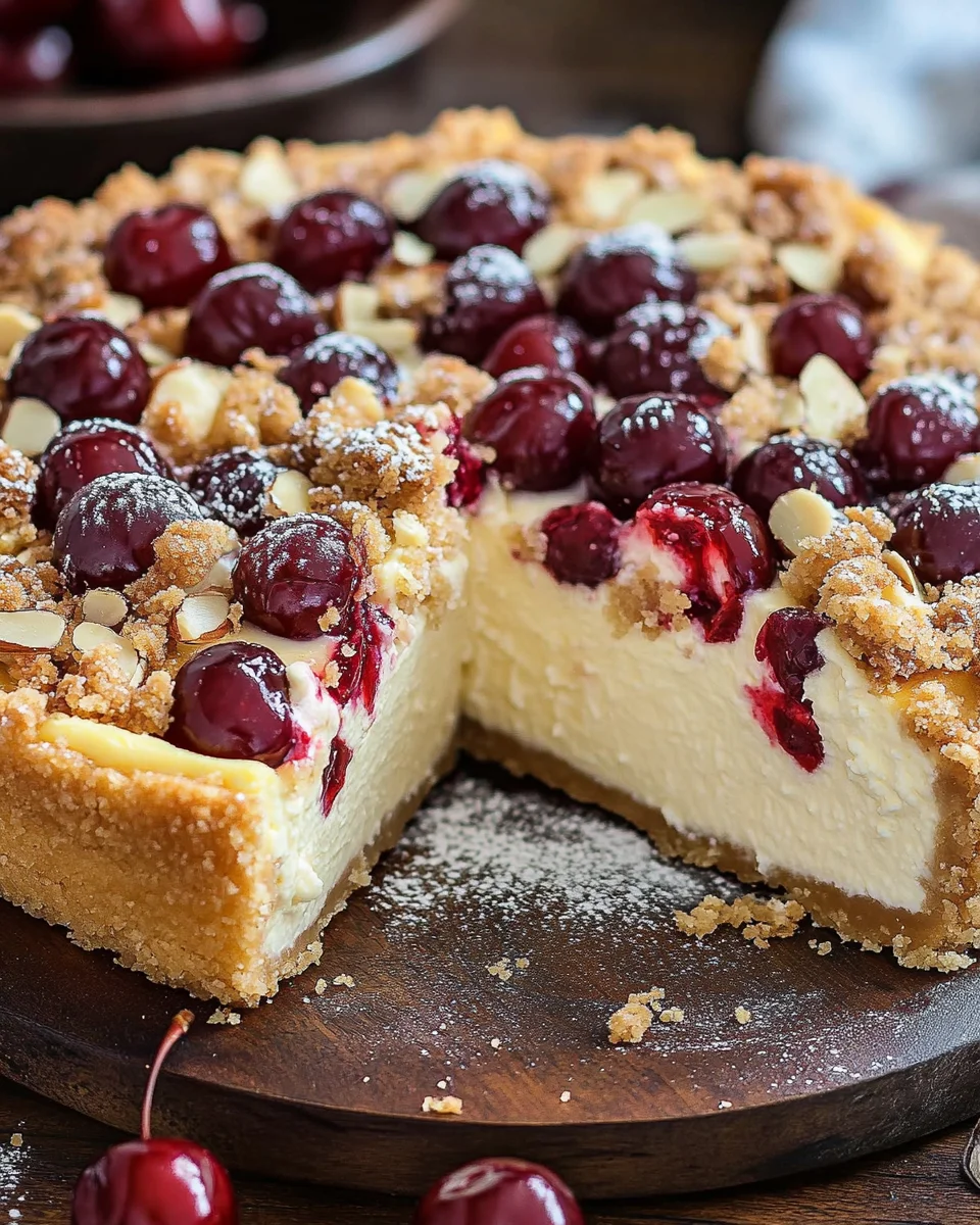 K&auml;sekuchen mit Kirschen