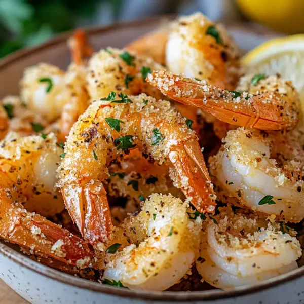 Knoblauch Parmesan Garnelen aus der Heißluftfritteuse