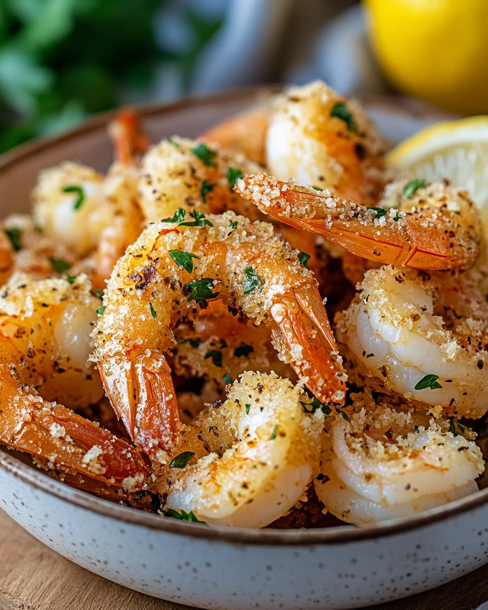 Knoblauch Parmesan Garnelen aus der Heißluftfritteuse
