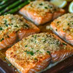 Krosse im Ofen gebackene Parmesan-Krustenlachsfilets