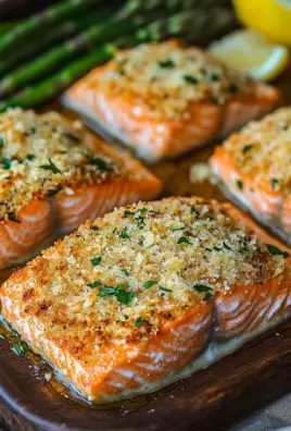 Krosse im Ofen gebackene Parmesan-Krustenlachsfilets