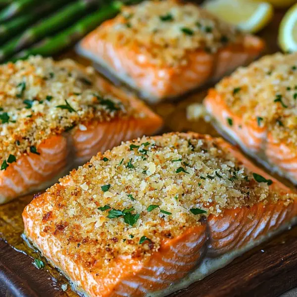 Krosse im Ofen gebackene Parmesan-Krustenlachsfilets