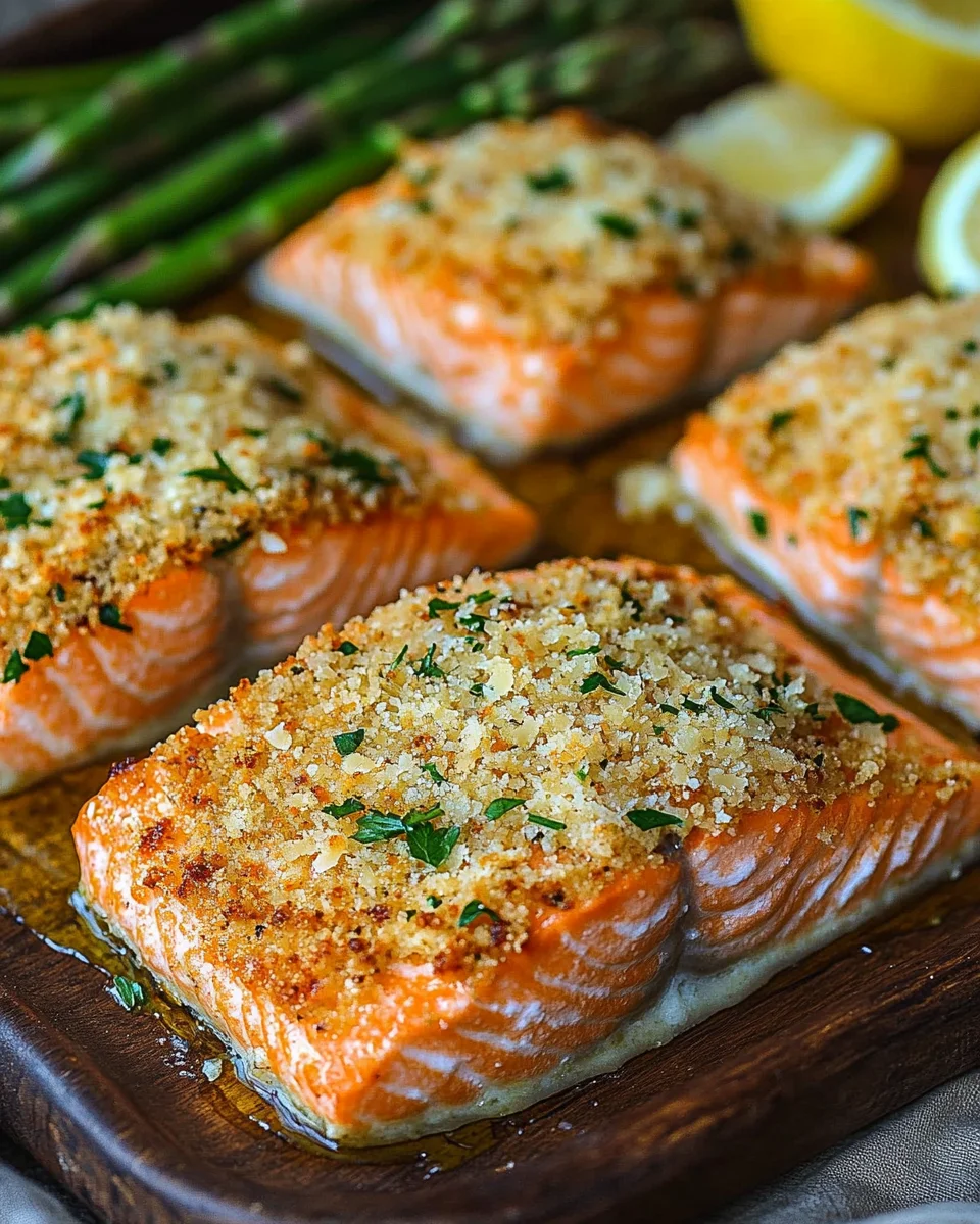 Krosse im Ofen gebackene Parmesan-Krustenlachsfilets