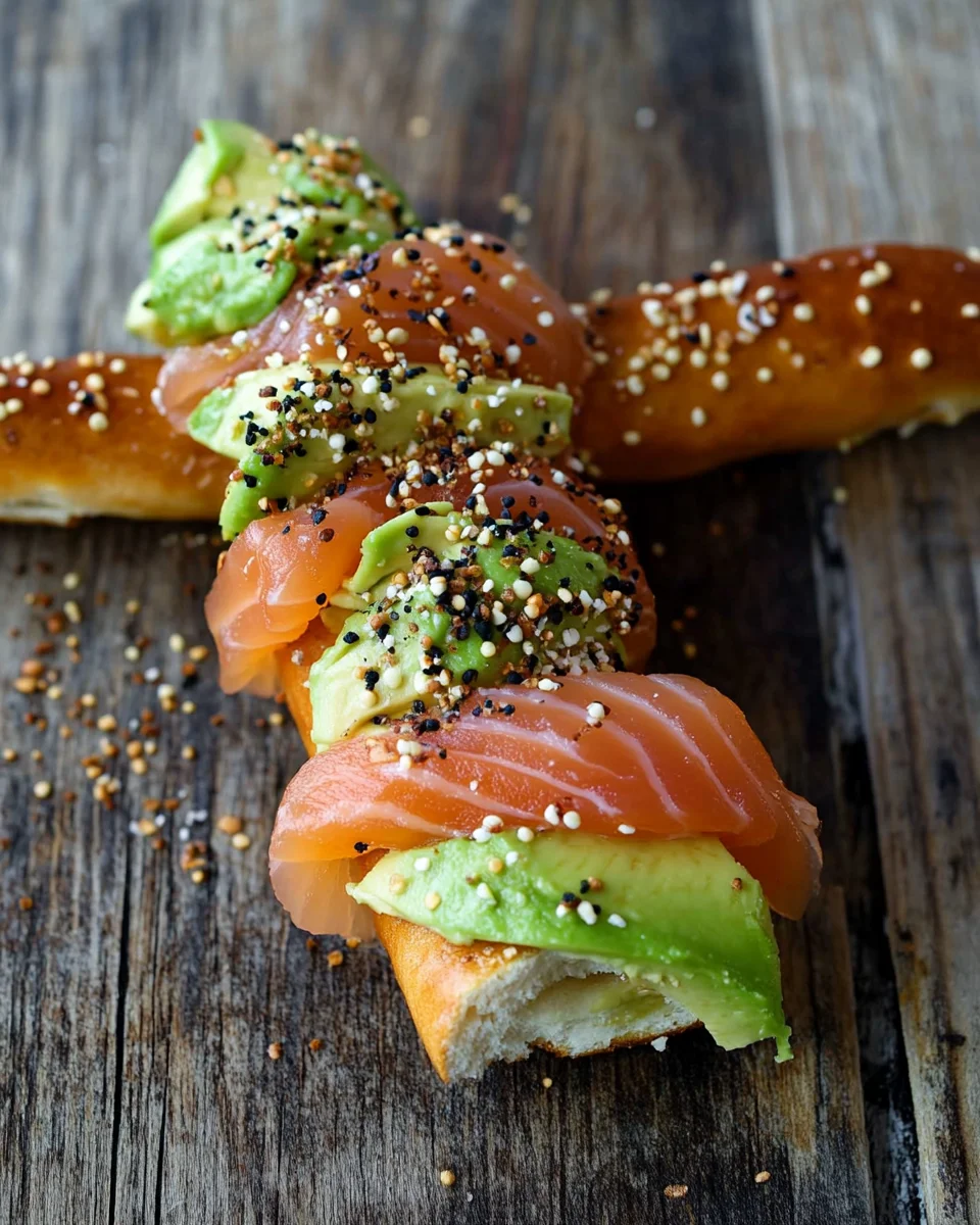 Lachs Avocado Laugenstange mit Topping 14 Lachs