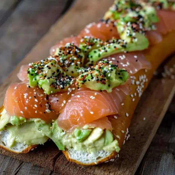 Lachs Avocado Laugenstange mit Topping