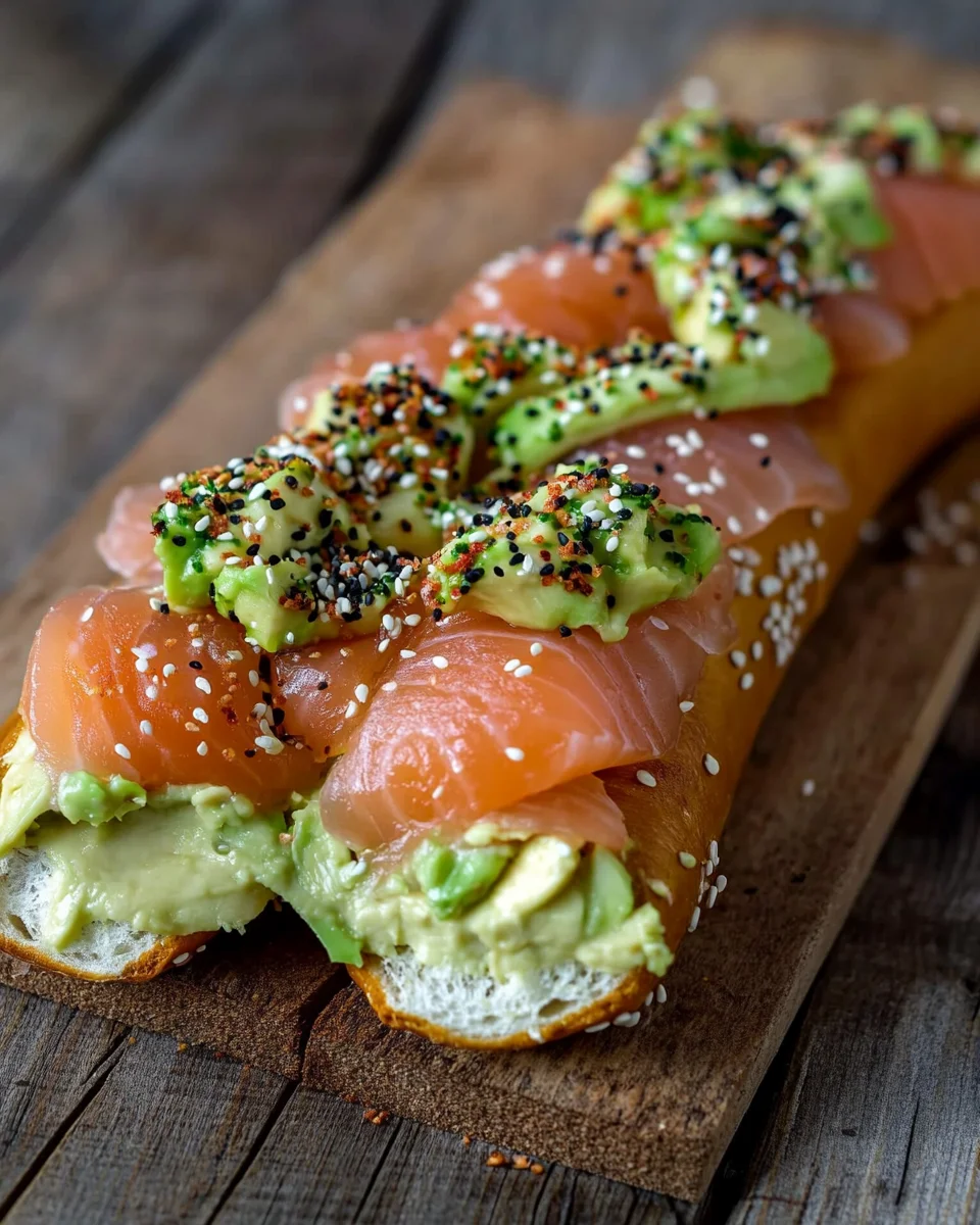 Lachs Avocado Laugenstange mit Topping