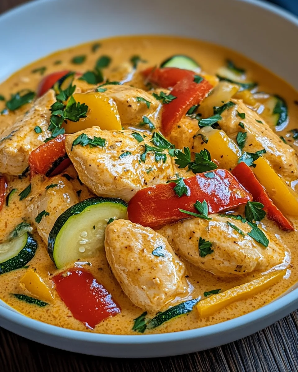 Paprika-Zucchini-Sahne-H&auml;hnchen