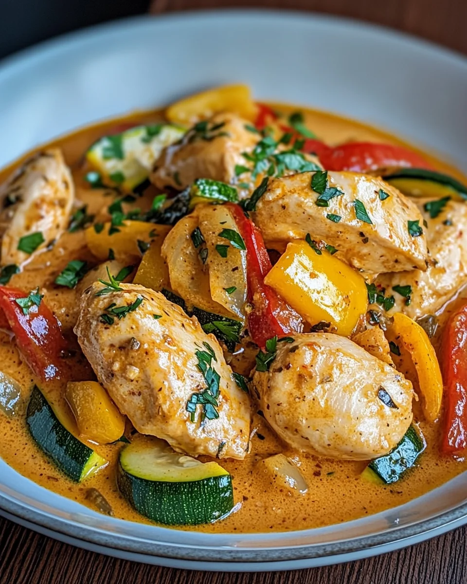 Paprika-Zucchini-Sahne-H&auml;hnchen