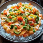 Reis mit Gem&uuml;se-Frischk&auml;se-Sauce