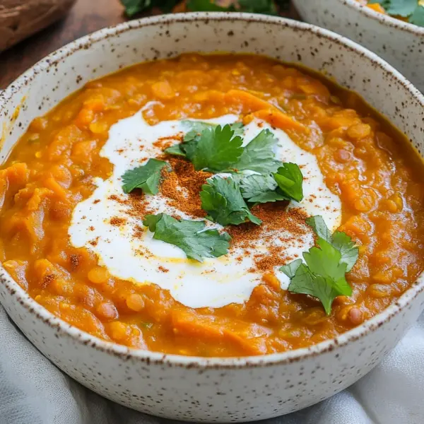 Rote Linsensuppe mit Süßkartoffeln