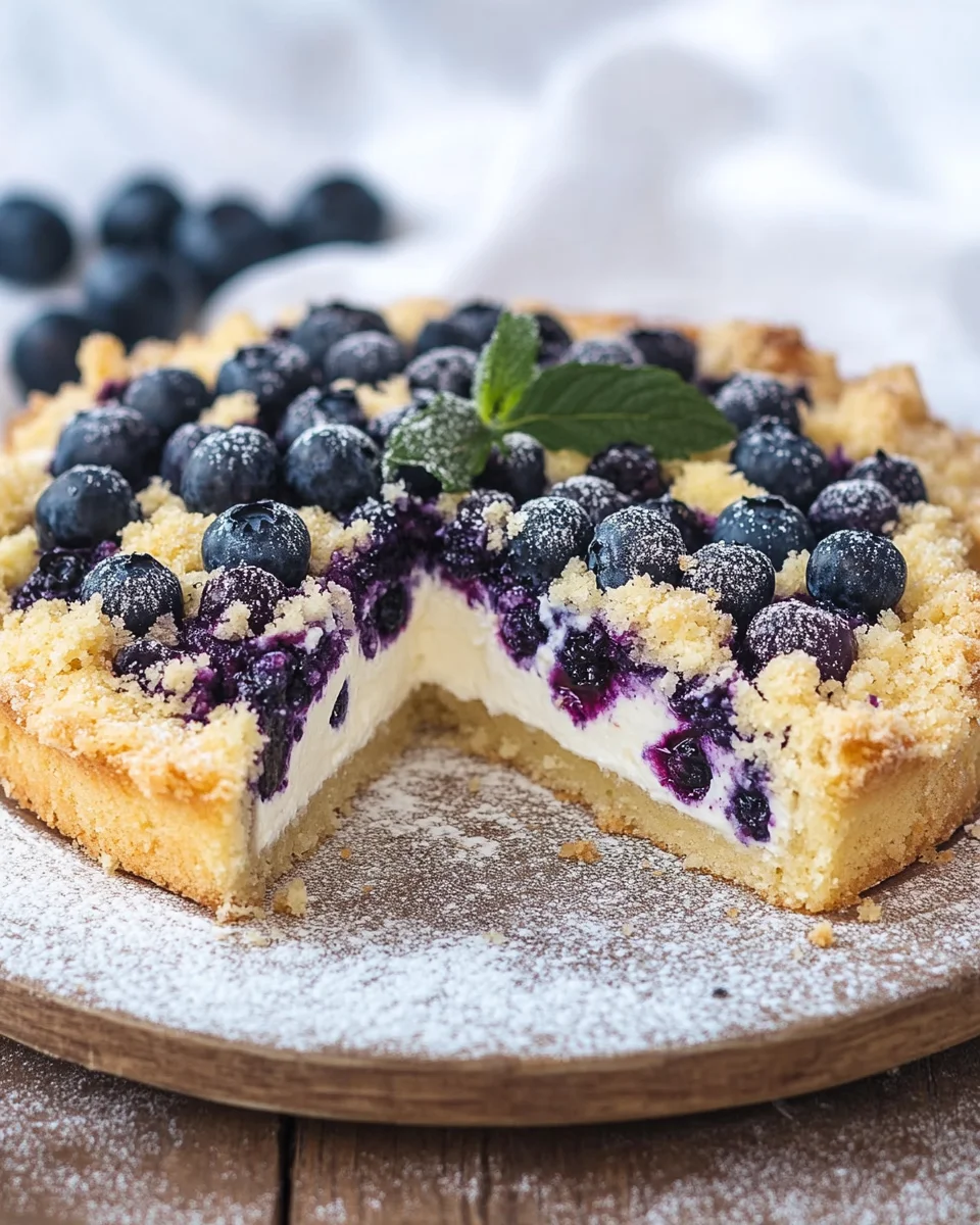 schneller Blaubeer-Quark-Kuchen mit Streuseln