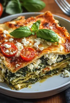 Spinatlasagne mit Feta und Tomaten