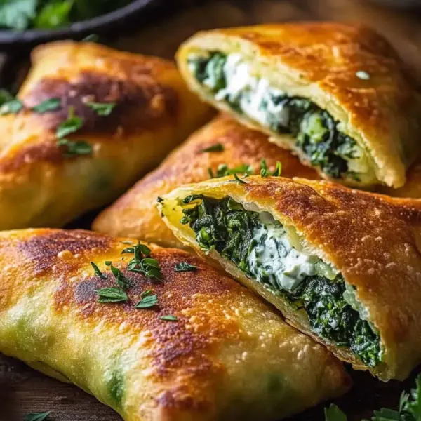 Vegane Kartoffeltaschen mit Spinat-Frischkäse-Füllung