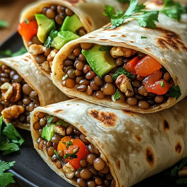 Vegetarische Burritos mit Linsen und Walnüssen