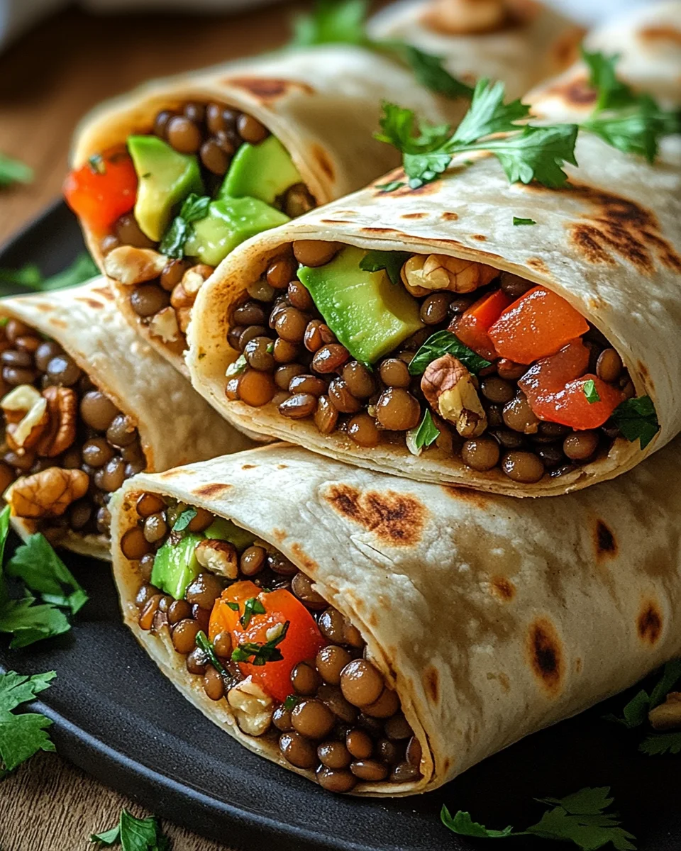 Vegetarische Burritos mit Linsen und Waln&uuml;ssen
