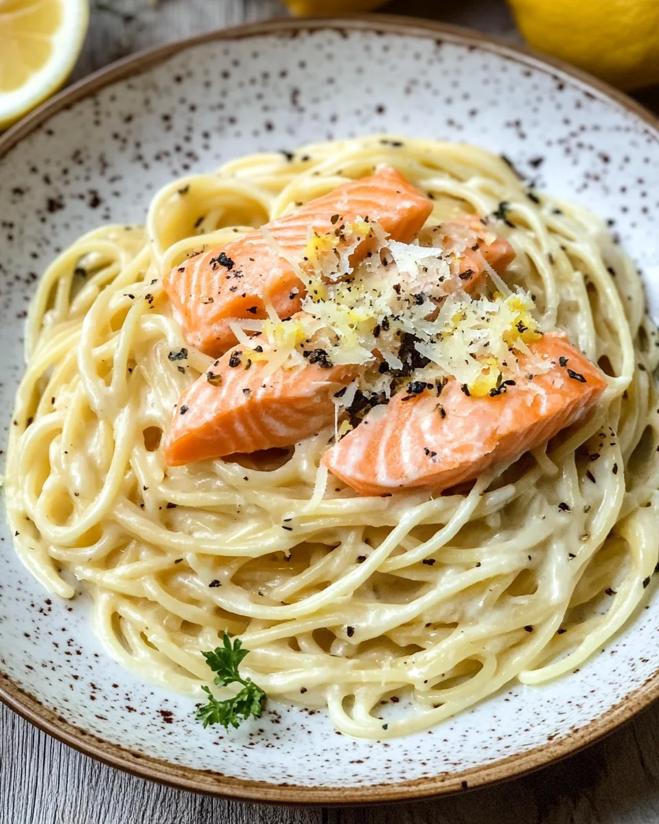 Zitronen Lachs Pasta
