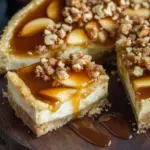 Apfel-Cheesecake mit Walnuss-Streuseln und Karamellsauce