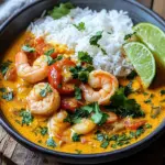 Aromatisches Garnelen Curry mit Kokosmilch und Reis