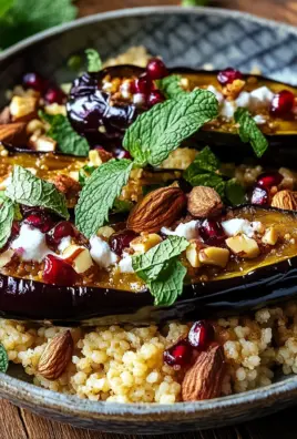 Auberginen mit Dattel-Mandel-Couscous und Minze 27 Auberginen mit Dattel-Mandel-Couscous und Minze