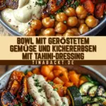 Bowl mit geröstetem Gemüse und Kichererbsen mit Tahini-Dressing 19 Pinterest Hidden Image