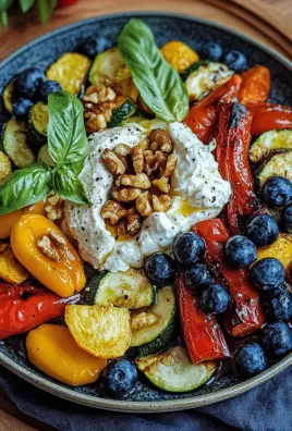 Burrata-Salat mit Ofengemüse und Blaubeeren