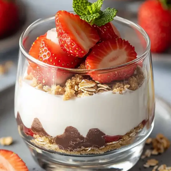 Erdbeer-Dessert im Glas mit Joghurt