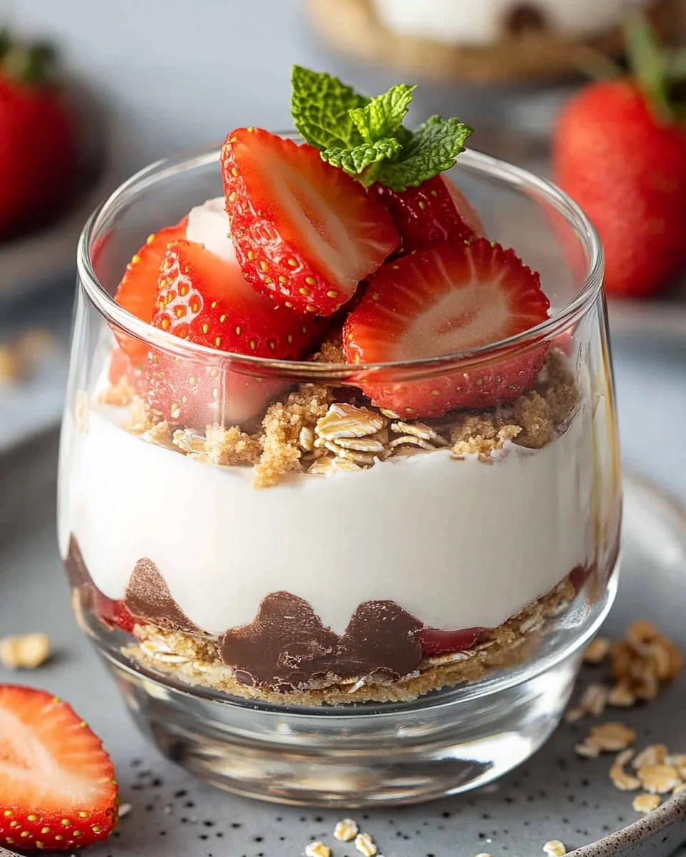 Erdbeer-Dessert im Glas mit Joghurt