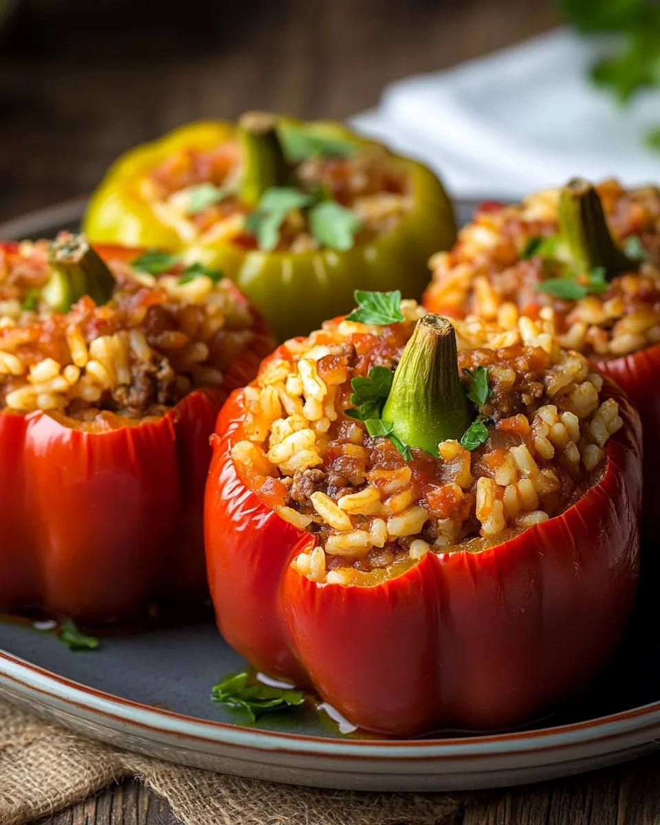Gefüllte Paprika mit Hackfleisch und Reis 20 Gefüllte