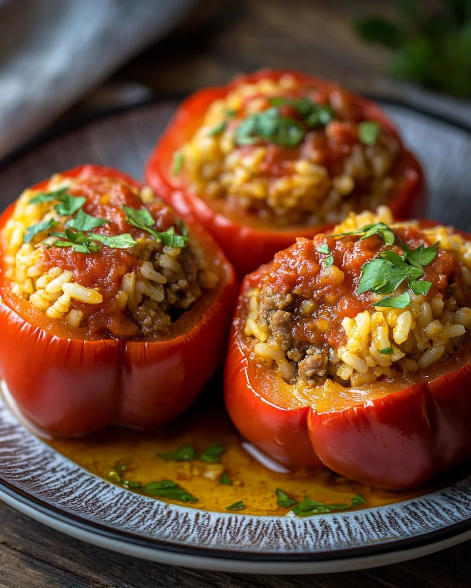 Gefüllte Paprika mit Hackfleisch und Reis