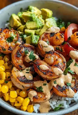 Gegrillte Garnelen Bowl mit Avocado Mais-Salsa & Cremiger Sauce 21 Gegrillte Garnelen Bowl mit Avocado Mais-Salsa & Cremiger Sauce