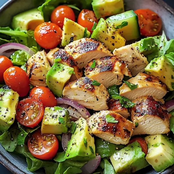 Gesunder Avocado Hähnchen Salat