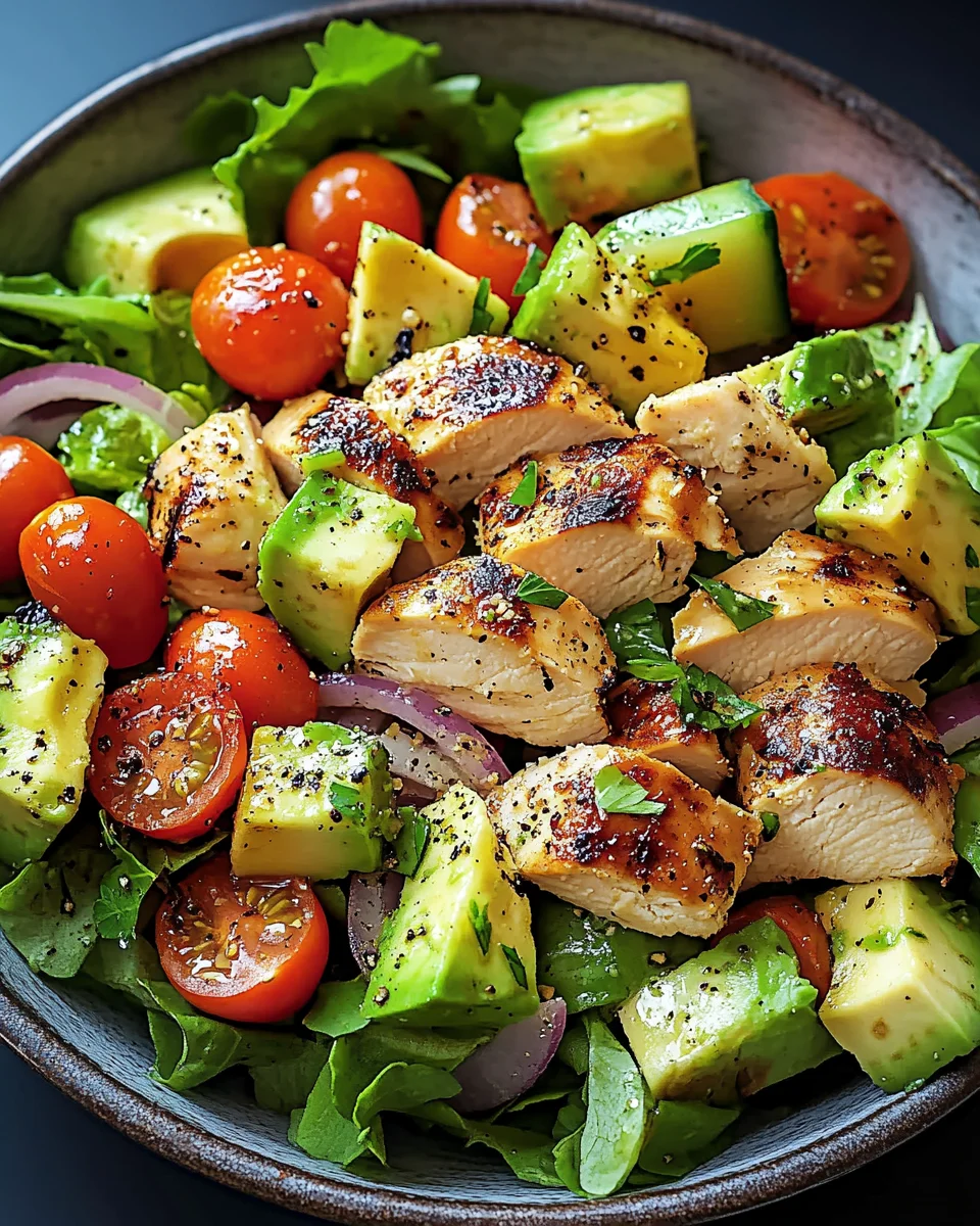 Gesunder Avocado Hähnchen Salat