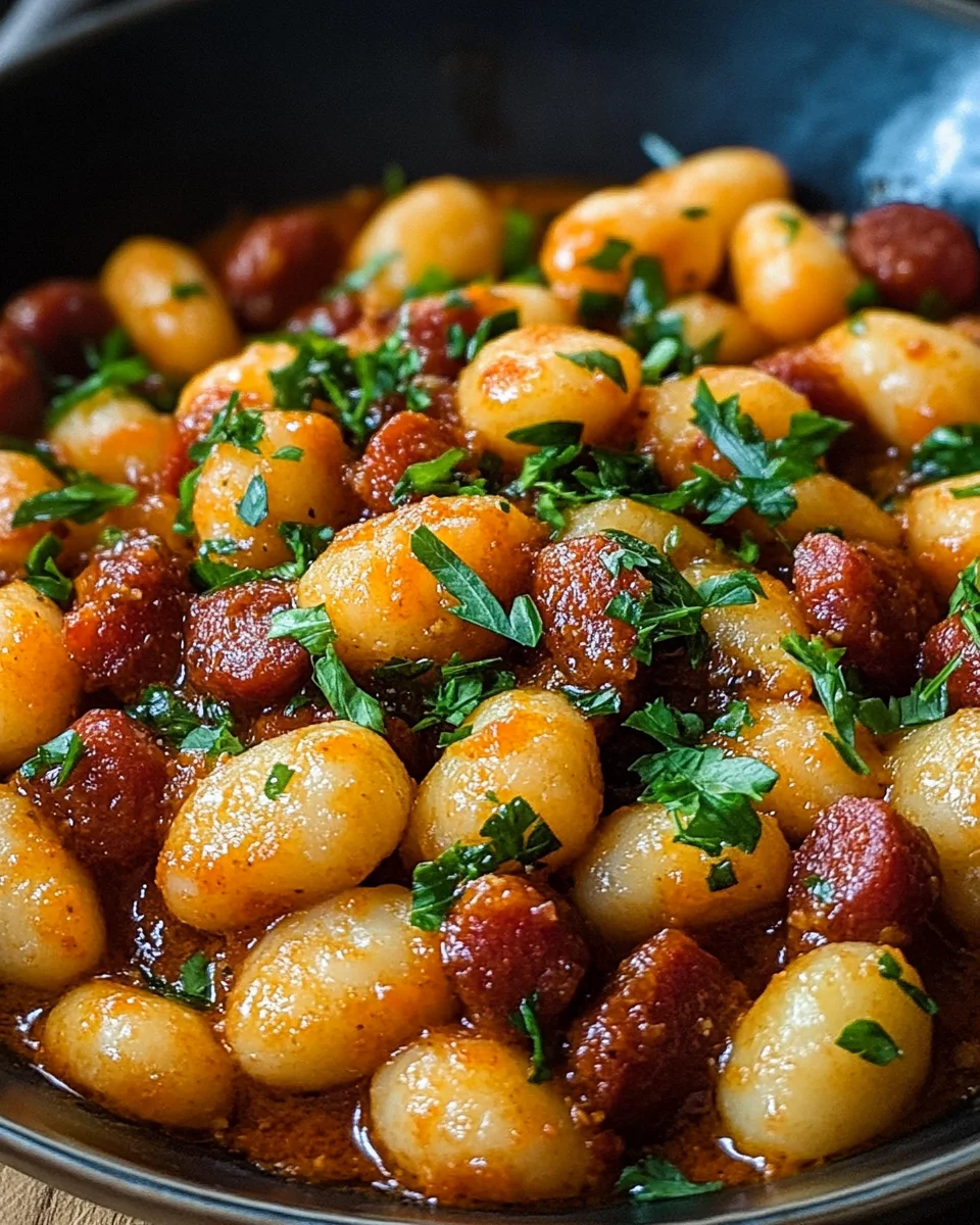 Gnocchi mit Chorizo und cremiger Harissa-Sauce