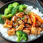 H&auml;hnchen-Teriyaki mit Brokkoli und Reis