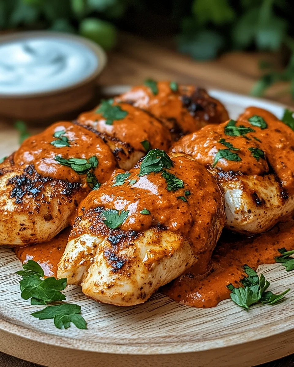 Hähnchenfilets mit einer Ajvar-Schmandsauce 15 Hähnchenfilets mit einer Ajvar-Schmandsauce