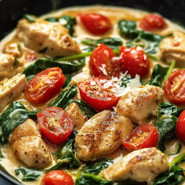 Keto Hähnchen-Spinat-Tomaten-Pfanne