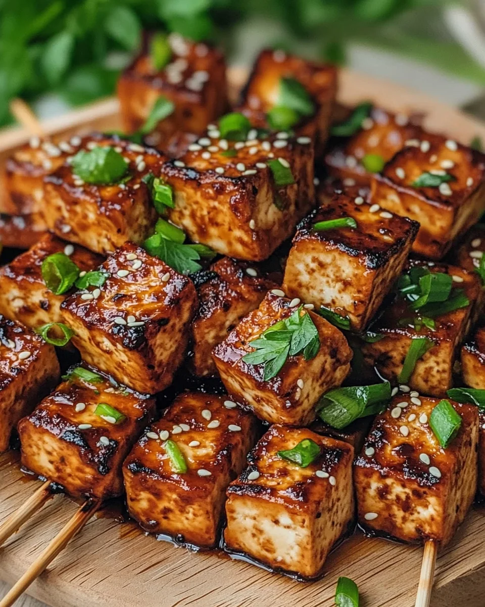 Knoblauch-Soja-Glasierte Tofu-Spieße