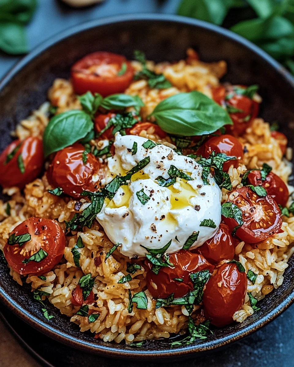 Mediterrane Reispfanne mit Burrata